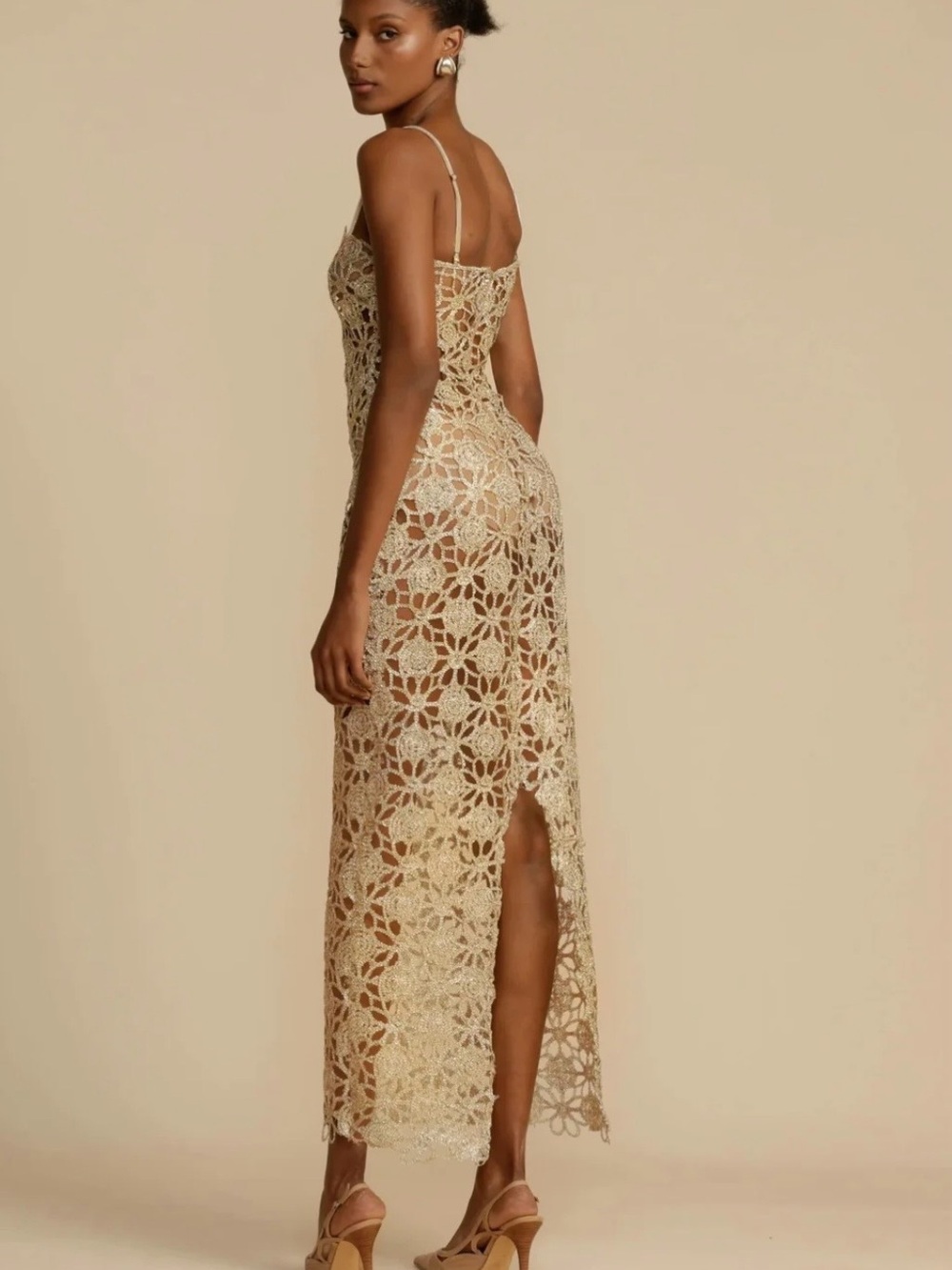 Arcina Ori Gold Maxi Slip with Spaghetti Straps - Picture 2 of 8